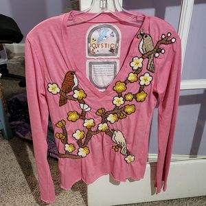 Johnny Was Joystick embroidered shirt L